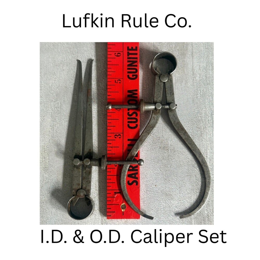 (2) Vintage Lufkin Rule Flat Leg Calipers - 5 3/4" Inside & 5 1/4" Outside USA